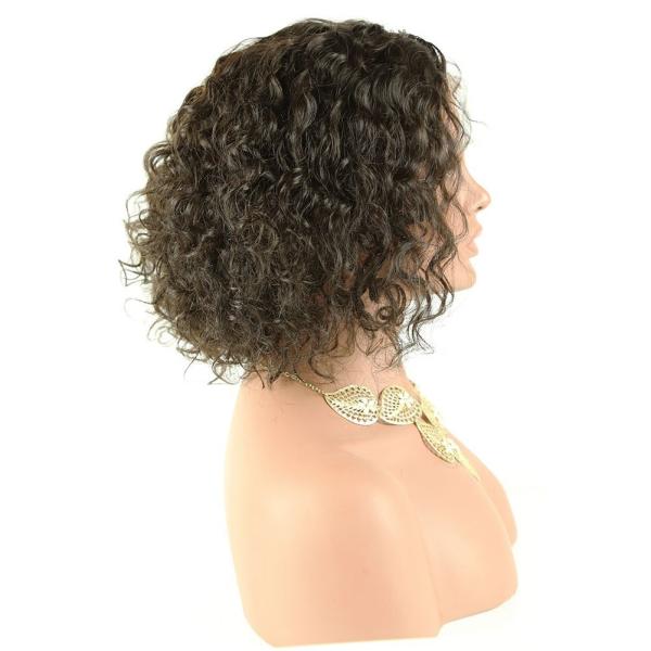Brazilian Short Bouncy Curly Human Hair Full Lace Wigs with Baby Hair for Black Women Natural Color