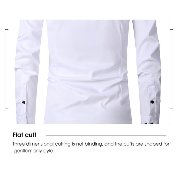Solid Color Men Shirts Apparel Business Casual Polyester Stand Collar Clothes