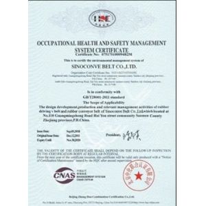 Ningbo Sinoconve Belt Co., Ltd. Certifications