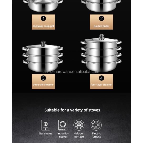 Hot Selling Cookware Cooking Food Steamer Stainless Steel Steamer Pot Kitchen Soup Pot With Steamer