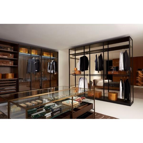 3 Doors Bedroom Wardrobe Closets Metal Frame Sliding Door Wardrobe With Drawers