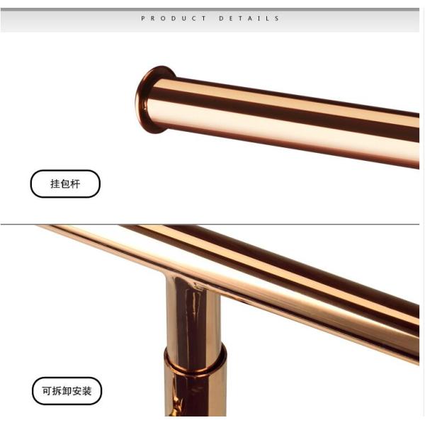 Two Way Chrome Golden Round Base Store Display Props / Handbag Display Rack