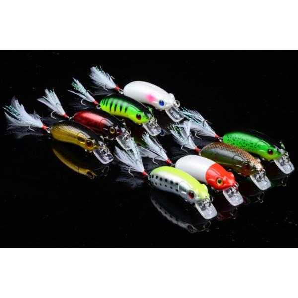 Fishing Gear Bait Minnow 6cm / 9.8g Black Feather Hook ABS Plastic