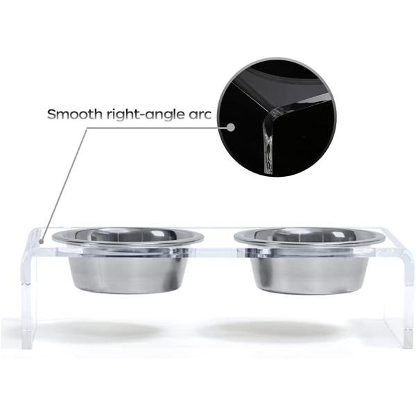 Acrylic Elevated Dog And Cat Pet Feeder with 2 Set Removable Food and Water Bowls