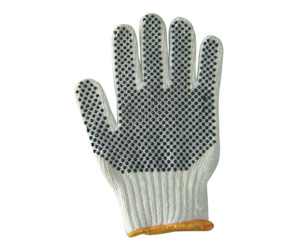 Elastic Cuff Cotton Knitted Work Gloves OEM Cotton Gloves With Rubber Dots