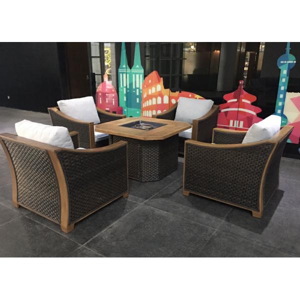 41'' Square Chat Wicker Barbecue Outdoor Fire Pit Table Outdoor Gas Garden Heater