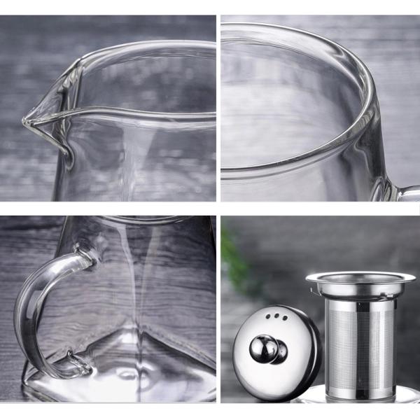 Borosilicate Square Shape Pyrex Glass Teapot With Infuser Strainer Handmade