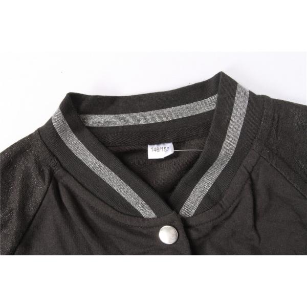 Black Grey Kids Terry Bomber Jacket 65% Polyester 35% Cotton