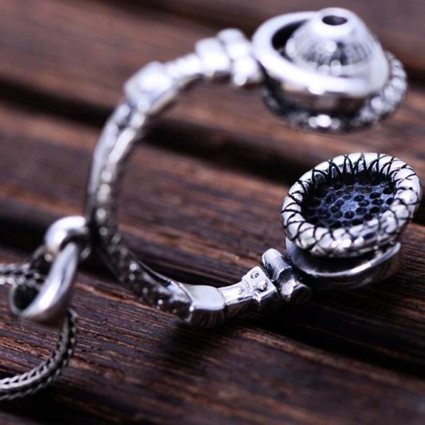 Mens Sterling Silver Necklace with Headphone Style Pendant(N01706201)