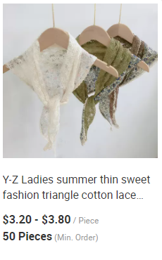 Y-Z Cotton and Linen Flower Lace Hollowed Triangle Embroidery Knitting Elegant Womens Scarf Shawl