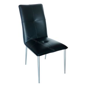 Quality PVC Upholstered Dining Chair Silver Leg Skin Friendly Gentle Material wholesale