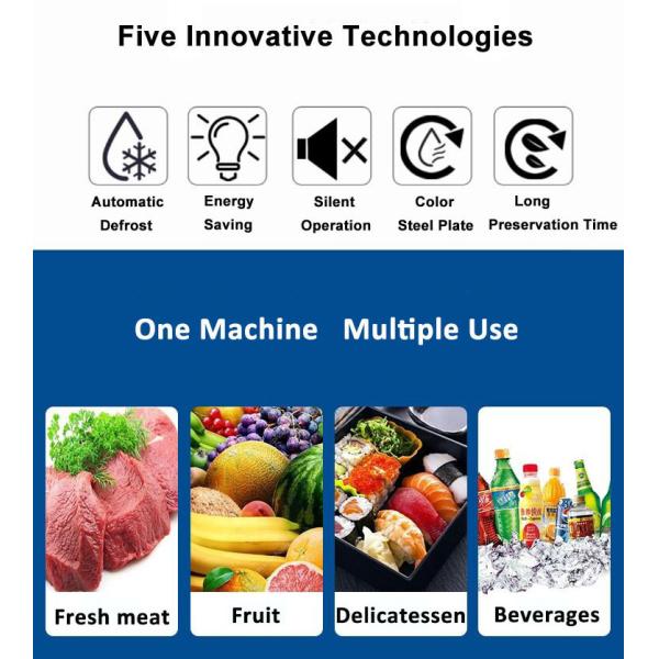 LED Light Meat Display Freezer Stainless Steel Interior Automatic Defrost -2~8 C