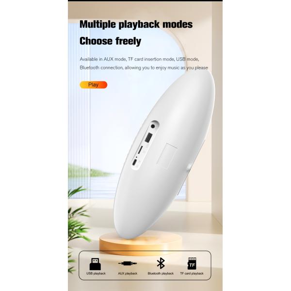 Wireless Clock Speaker With Screen Display Colorful Light And Sound In Plastic Cabinet