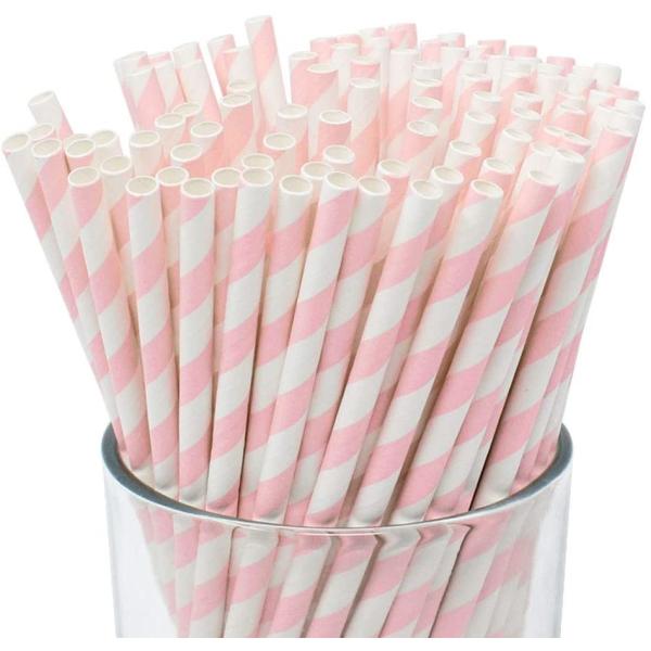 Good Striped 8.25" Bamboo Disposable Paper Straws