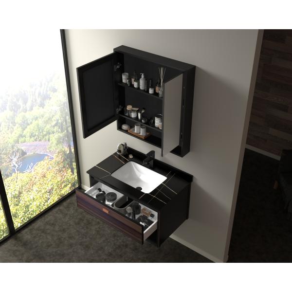 800mm Bathroom Mirror Cabinet Wall Mounted Artificial Marble Countertop