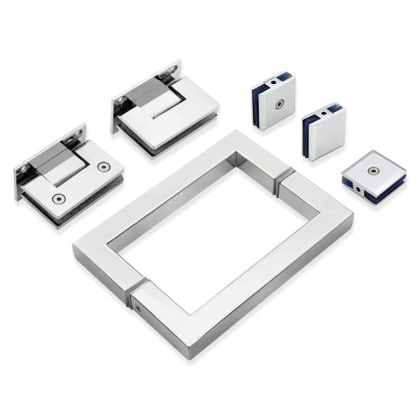 Stainless Steel 201 90 Degree Wall to Glass 10mm Shower Glass Door Hinge Set Black