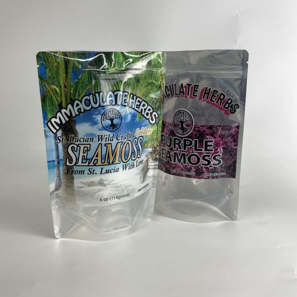 Food Grade Plastic Bags Custom Printed Packaging Bags for Seamoss Resealable Stand Up Zipper Pouches with Window