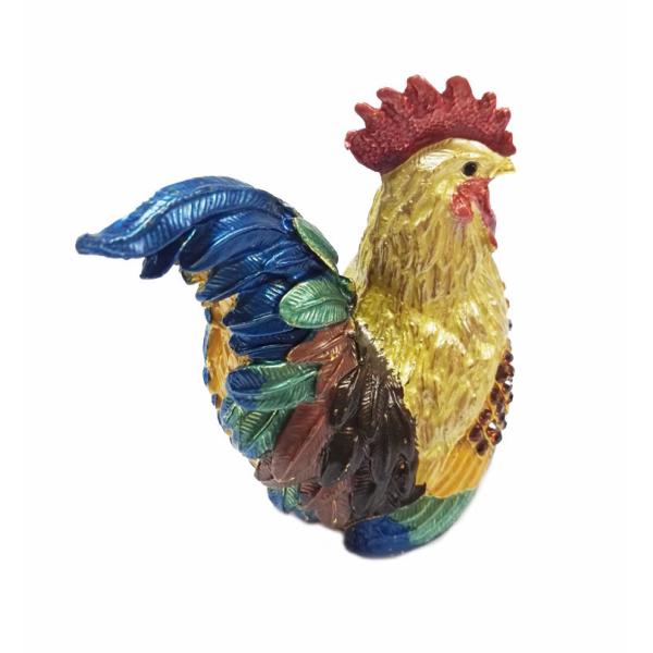 Metal enamel beautiful rooster figure status jewelry box for cock year gifts