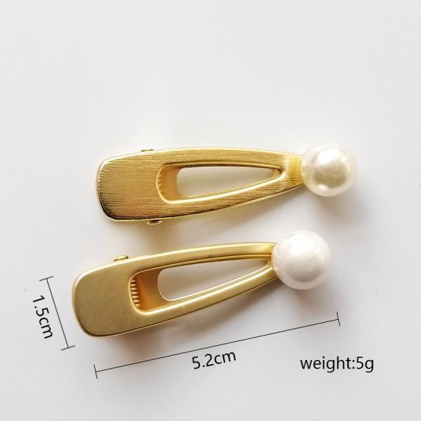 Gold small metal hair clips for thick hair clutcher Geometric pearl hair claw 5.2x1.5cm