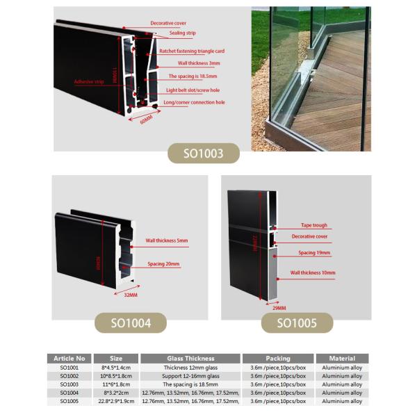 Tempered Laminated Glass Balustrade Fittings for in Frameless U Channel Glass Railing