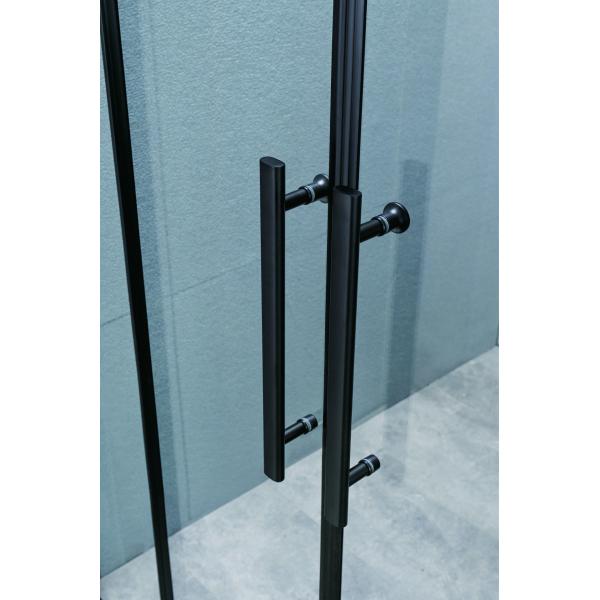 Sliding Shower Doors 120*190cm Size Tempered Glass And Aluminium Black Frame Latest