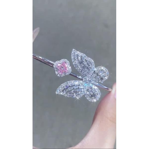 VS1 Lab Grown Diamond Bracelets Four Leaf Clover Lily Cut LV Cut Butterfly Shape