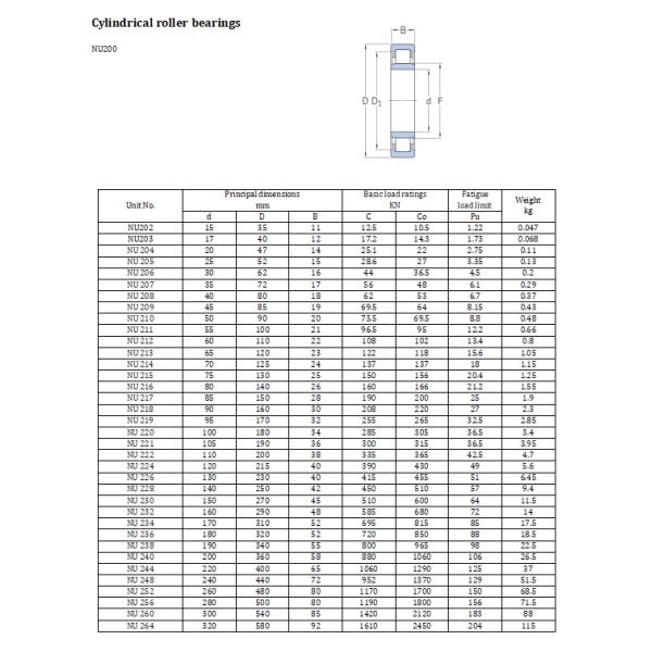 Nu Type Cylindrical Roller Bearing Gcr15 NU210 NU206 NJ208 Roller Contact Bearing