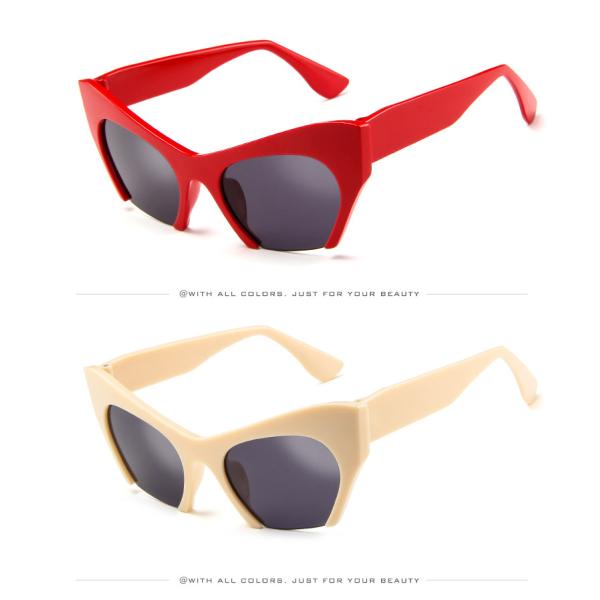 Trendy Fashion Half Frame Cat Eye Women Plastic Hot Sale Sunglasses BSCI