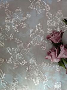 China Pink Color Printed Embroidered Lace Fabric Floral Tulle Mesh Table Runner on sale