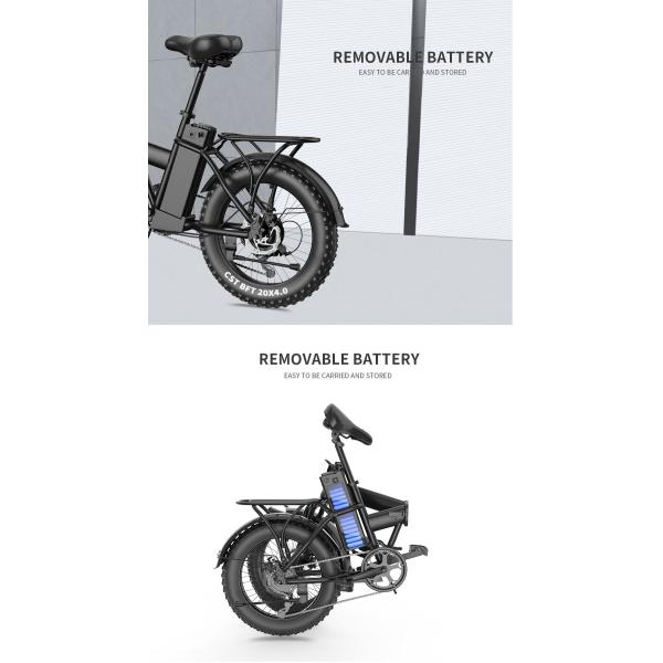 48v Folding Electric Bike Lightweight 27kg Net Weight With 14in Fat Tyre
