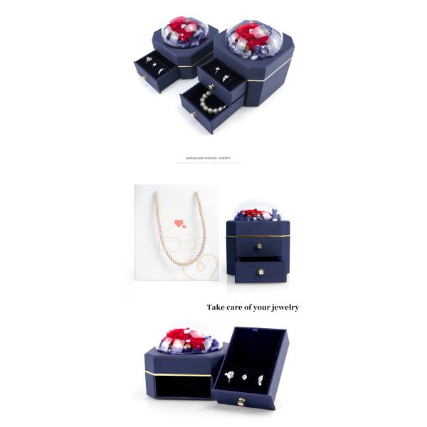 Flower Jewelry Box Necklace Ring Jewelry Box With Roses For Valentine'S Day Surprise