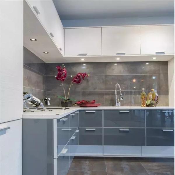 Modern Lacquer Finish Marble Kitchen Cabinets Self Assemble