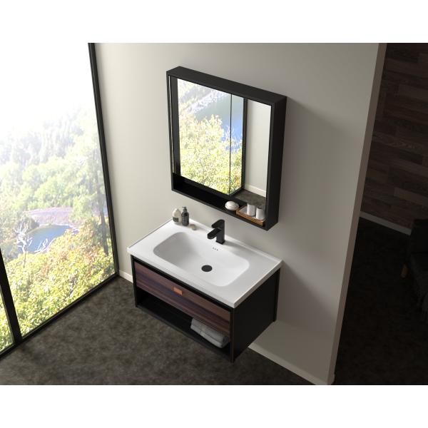 800mm Bathroom Mirror Cabinet Wall Mounted Artificial Marble Countertop