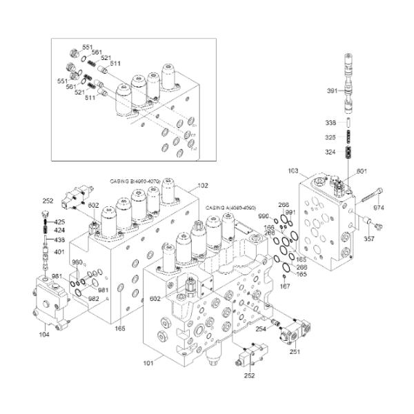 XJBN00378 XJBN-00378 Main Relief Valve Excavator Main Control Valve For HYUNDAI R250LC7