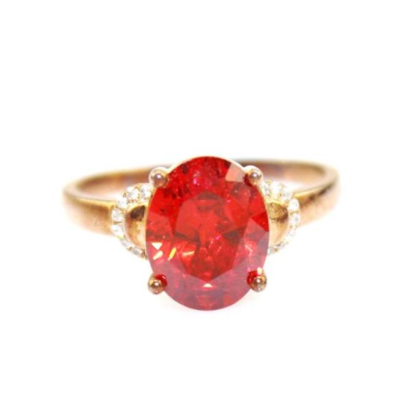 Rose Gold Plated Sterling Silver Red Cubic Zircon Ring (R251)