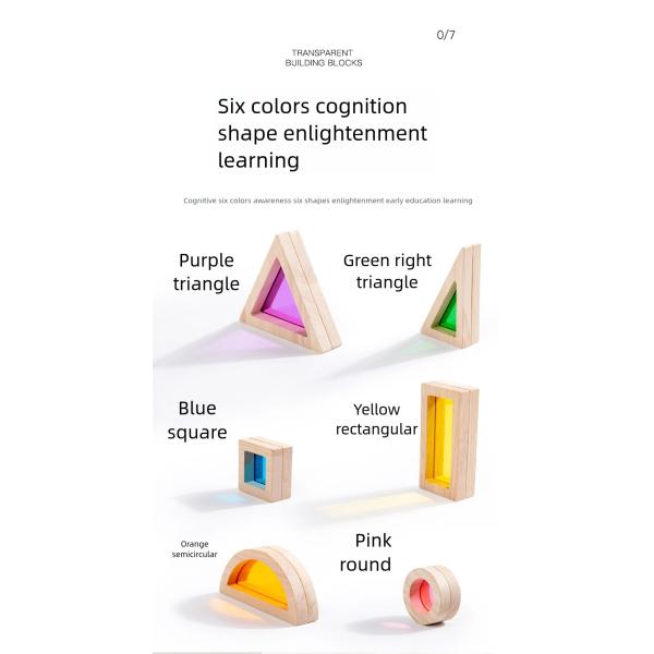 Montessori Wooden Toys Rainbow Sensory Stacking Blocks Acrylic Building Blocks for Kids