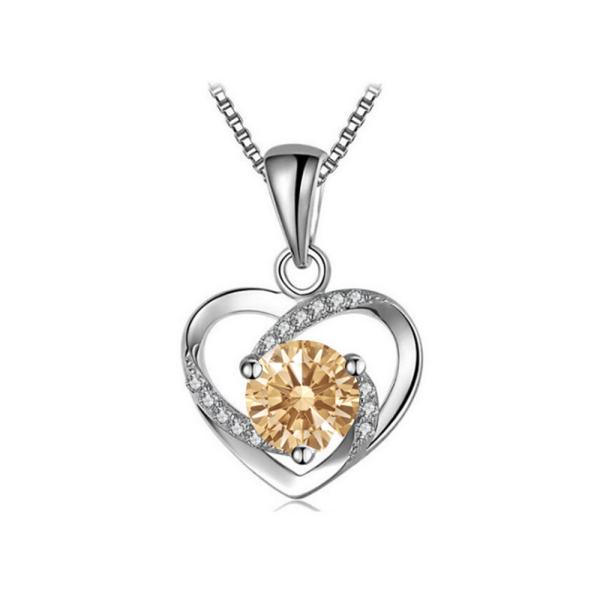 5A CZ Sterling Silver Heart Pendant Necklace