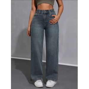 Quality Dirty blue high-waisted straight-leg jeans for women wholesale