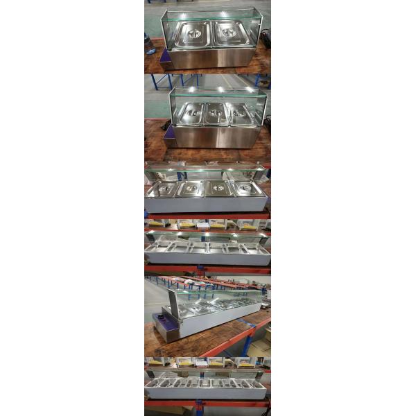Hotel Buffet Food Equipment Stainless Steel Glass Cover Electric Bain Marie for Food