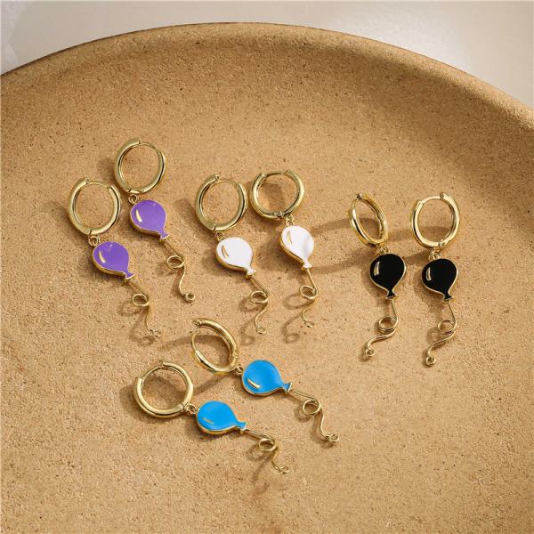Enamel 18K Gold Jewelry Set Balloon Pendant Necklace Ring And Earring Set