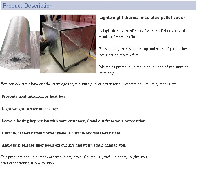 Custom Euro Pallet Cover Aluminum Foil Bubble Insulation Keep Cool For Transportation Storing