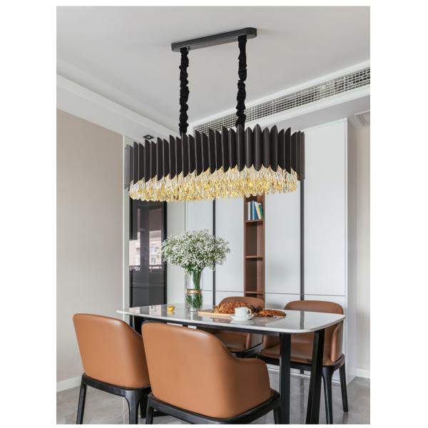 Black Led Chandelier Dining Room Oval Design Creative Kitchen Lamp interior decoration for home(WH-CY-186)