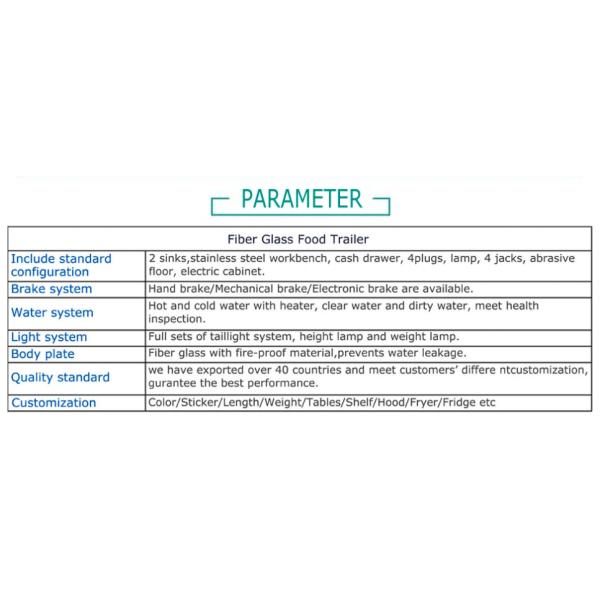 Outdoor Burger Factory Catering Mobile Fast Food Trailer With Stainless Steel Kitchen