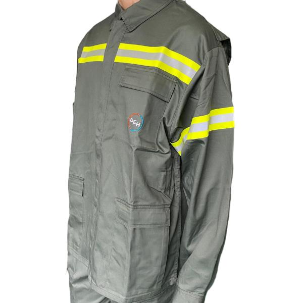 Security Uniform Firefighting Suit With Reflective Tapes For Men Buttons And Velcro Jacket And Pants Standard Firefighting Uniform