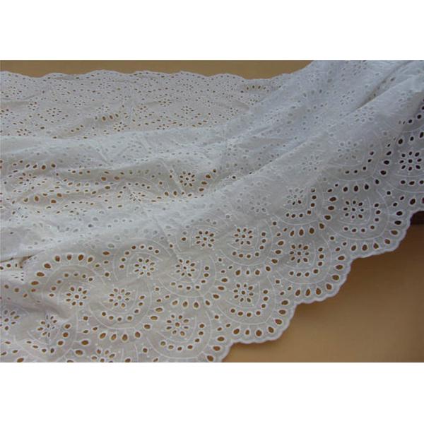 Chemical Vintage Eyelet 100% Cotton Lace Fabric For Lady Shirt And Suit Anti Static