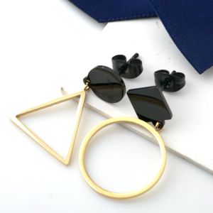 Fashion Lady Stainless Steel Geometry Ear Stud Earring , Gold Asymmetric