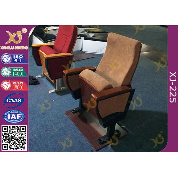 Auditorium Conference Hall Chairs With Durable Plywood Writing Table / Large Iron Leg