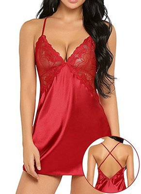 Erotic Ice Silk Short Skirt Nightdress Sexy Corset Lingerie For Women