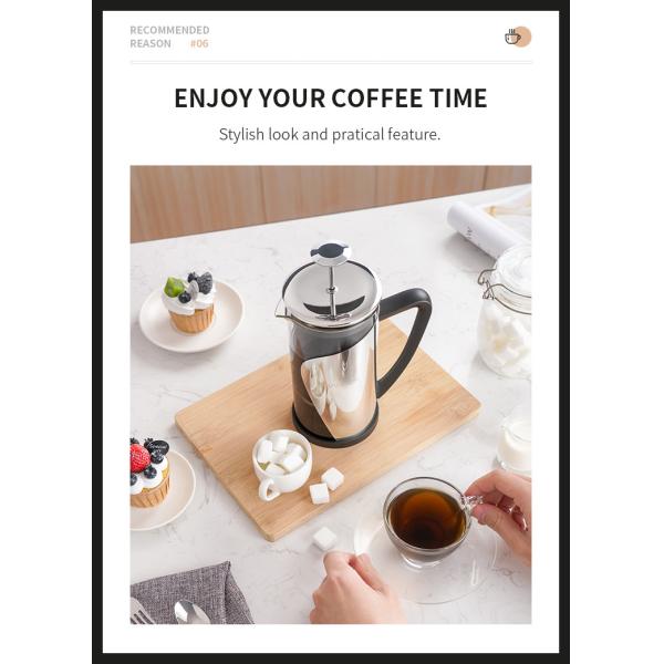 Stainless Steel Insulated Large French Press Coffee Maker Travel Camping Classic Glass Tea