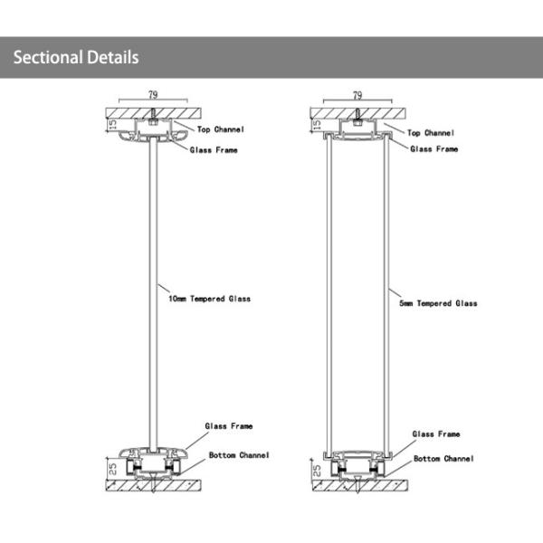 Commercial Office Glass Partition Wall System 42db - 45db Sound insulation